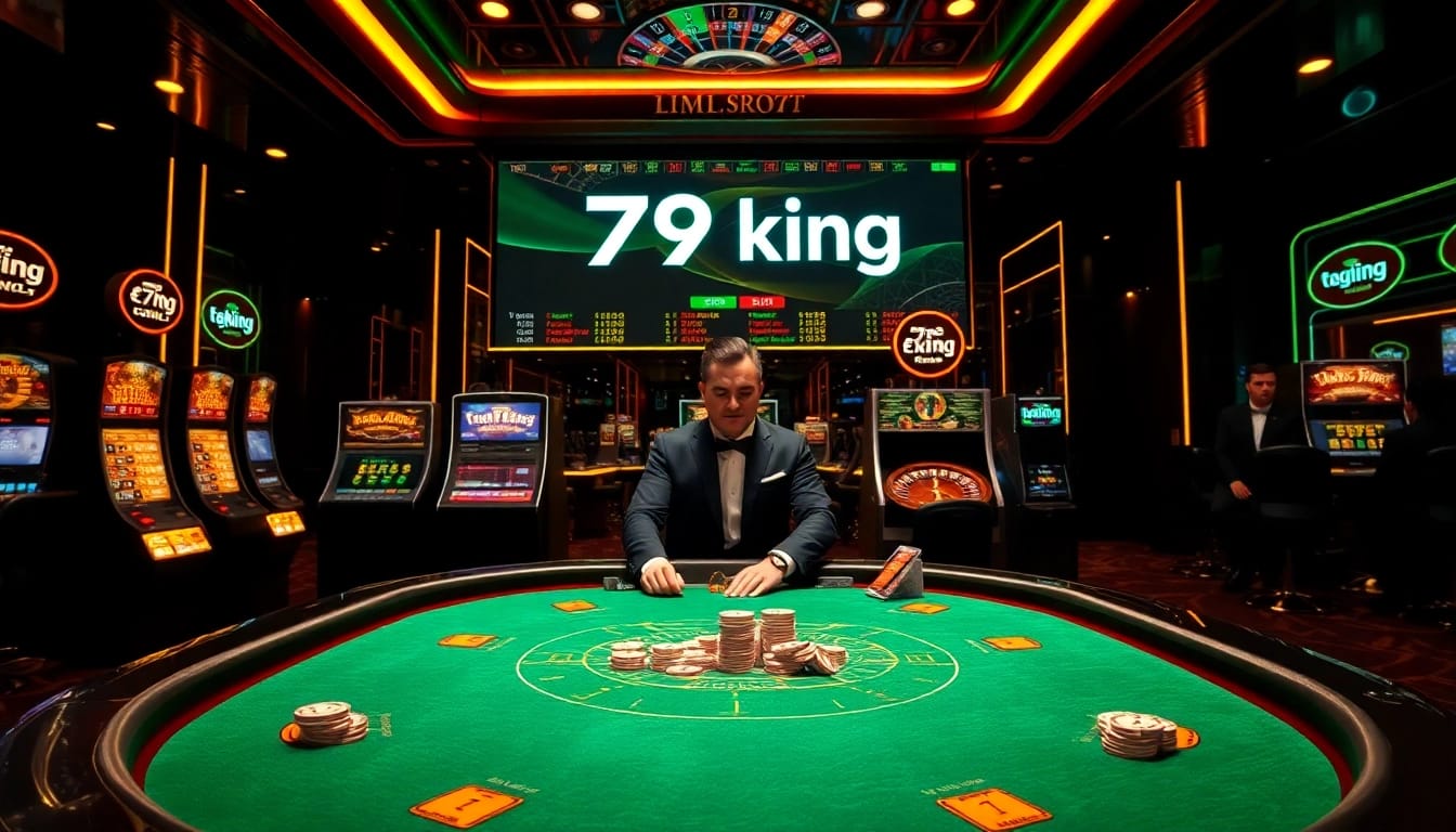 79king luxury casino scene with cards, chips, and roulette for expert betting