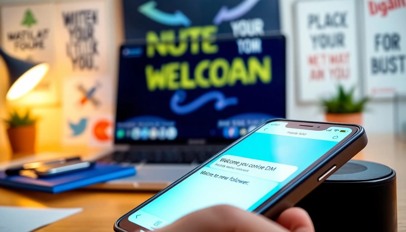 Engage your audience with follow in dm messages displayed on a smartphone interface.
