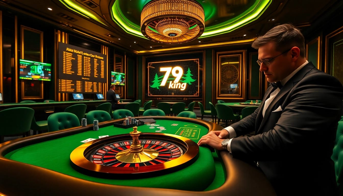 79king premium casino action with chips and roulette wheel in focus