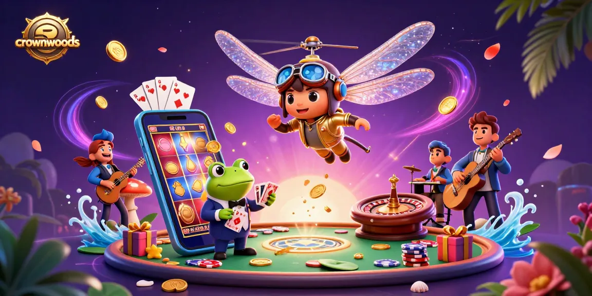 Try your luck at crownwoods with a vibrant casino scene featuring exciting game elements.