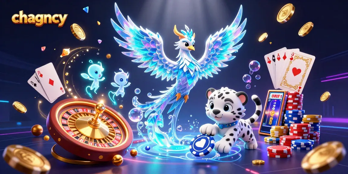 Win big at chagency with this dynamic illustration showcasing ice-themed casino characters and vibrant gambling elements.