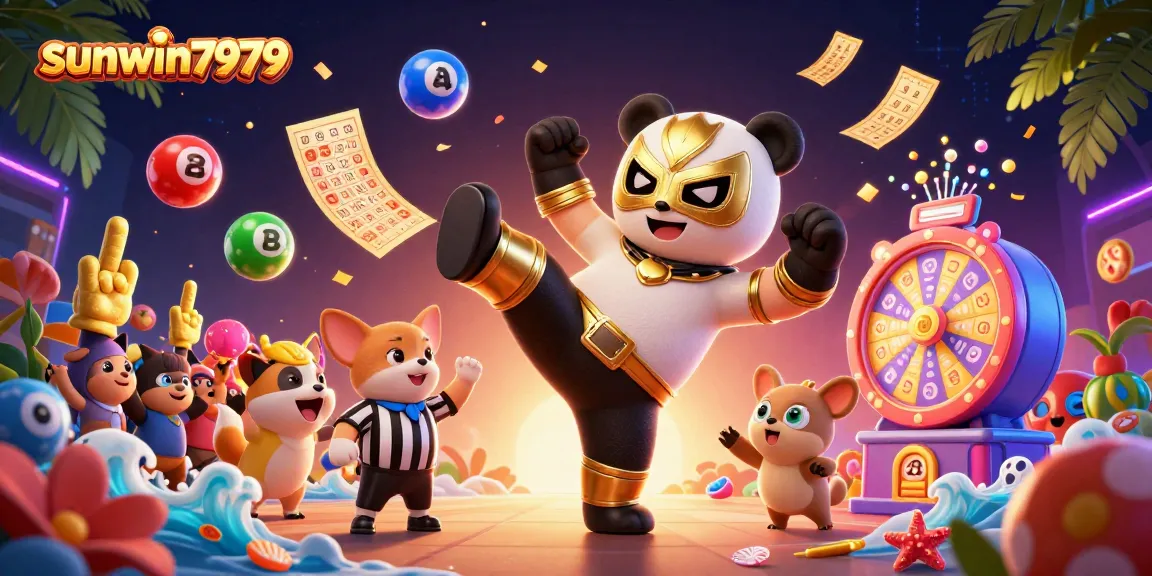 Watch the panda wrestler excel at sunwin7979 with vibrant lottery balls and animal fans cheering