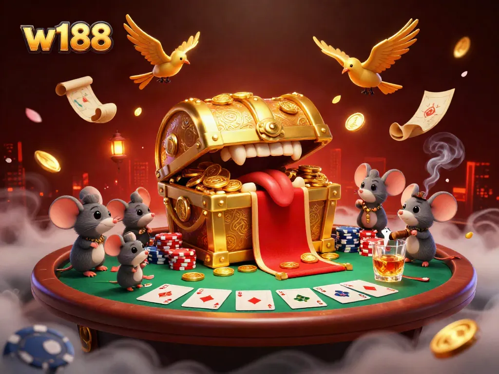 Experience exhilarating gambling action at w188 with this illustrated casino scene.