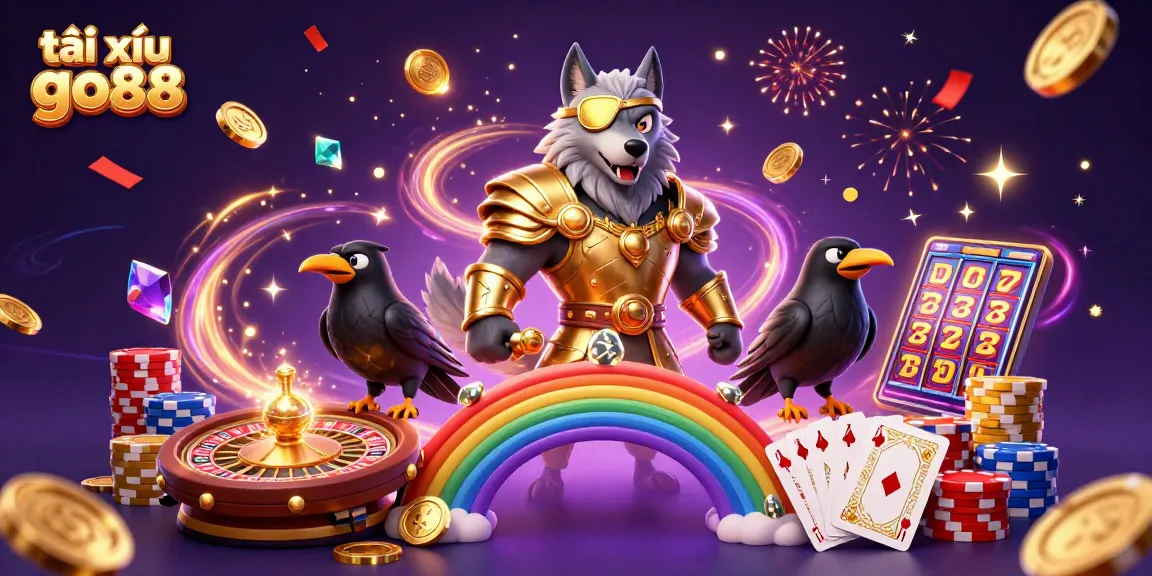 Engage in tài xỉu go88 with Odin and ravens in a vibrant, casino-inspired digital scene.