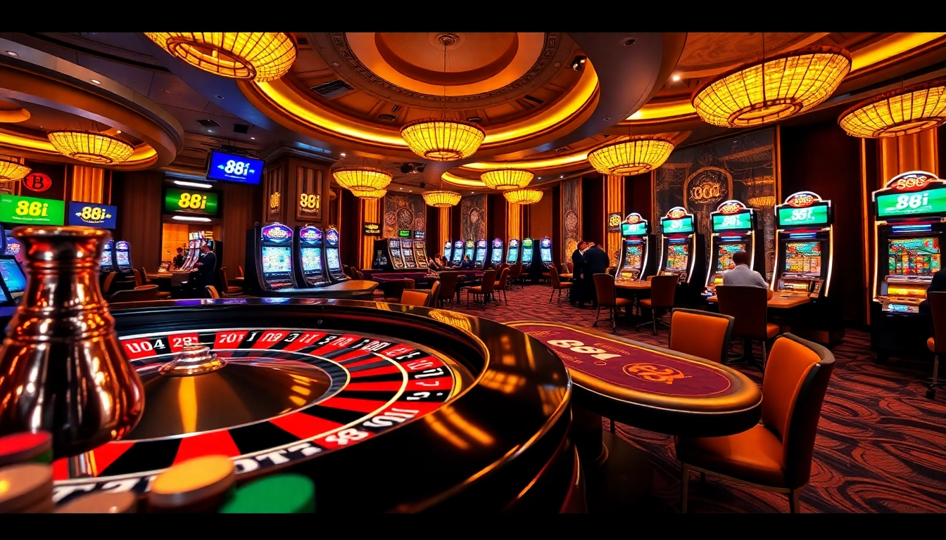 Experience the thrill of gambling with 88i at a luxurious casino featuring roulette, poker, and vibrant slot machines.