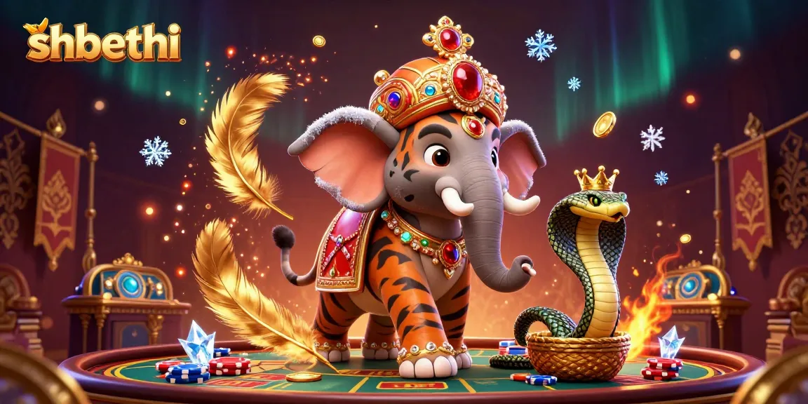 Experience thrilling casino action with shbethi's vibrant illustration of a maharaja and elephant.