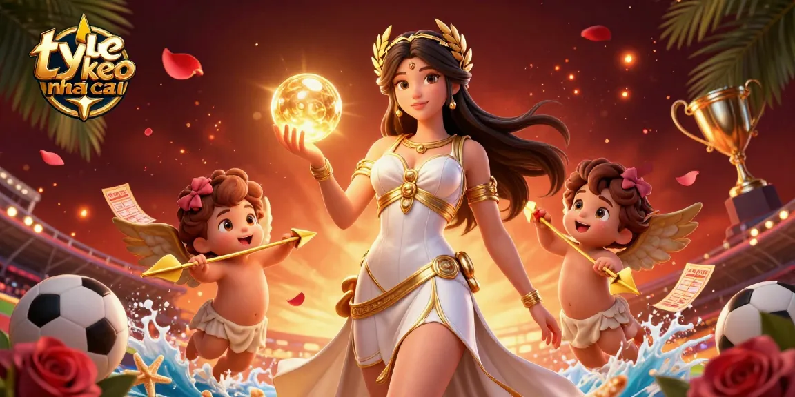 Bet on ty le keo nha cai with vibrant illustration of a goddess and sport elements