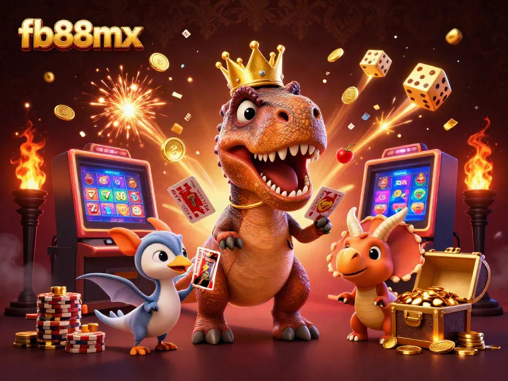 Engage with an exciting fb88mx casino scene showcasing characters in a dynamic jackpot celebration with golden elements.