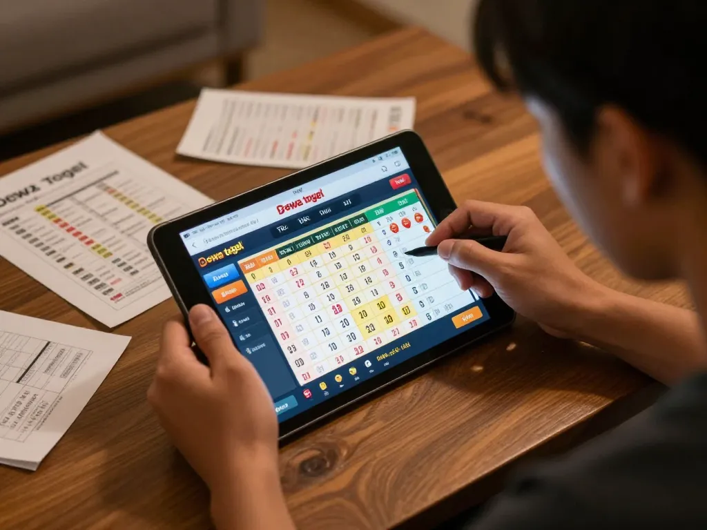 Engaging player placing bets on Dewa togel app during online gambling session, highlighting strategy.