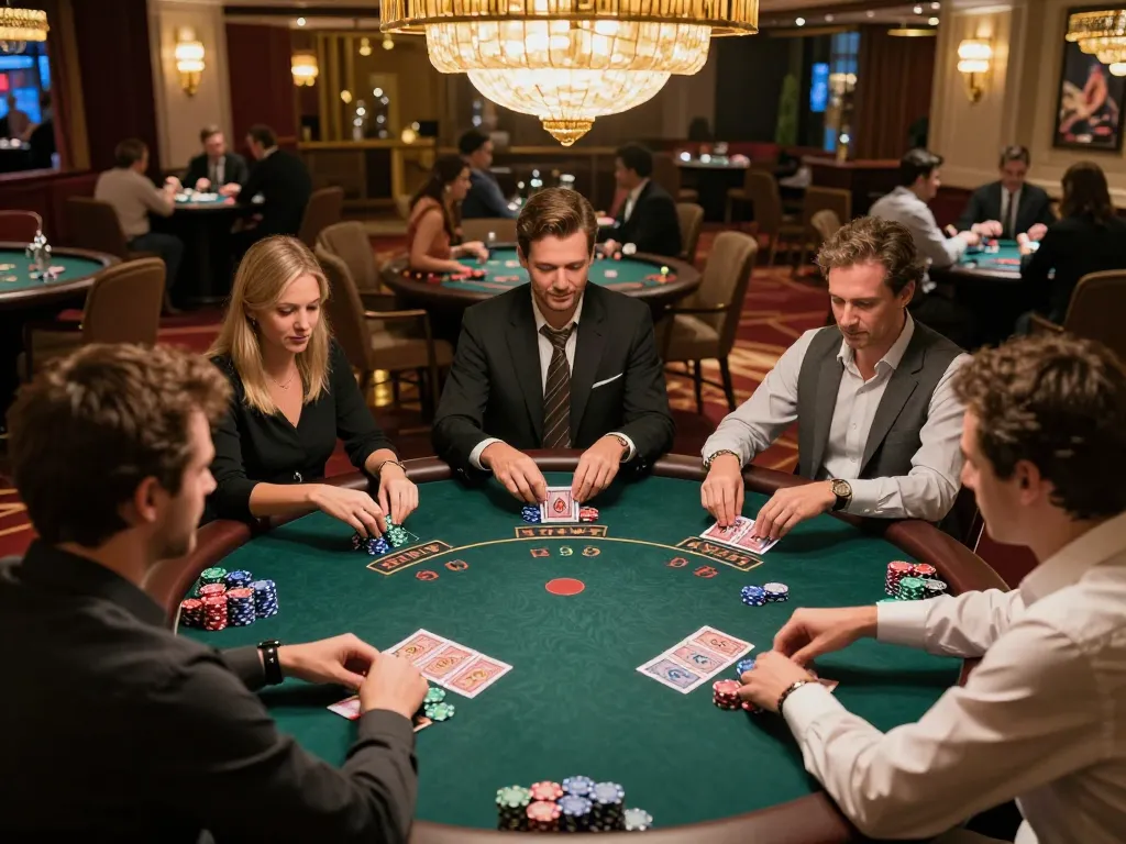 Players at a blackjack table strategizing their next move with gameradar advantage in a luxury casino.