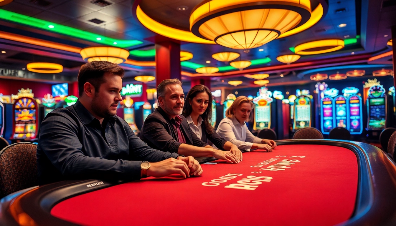 Spannende Spielszenen bei casinospiele.de im Casino mit glücklichen Spielern am Tisch.