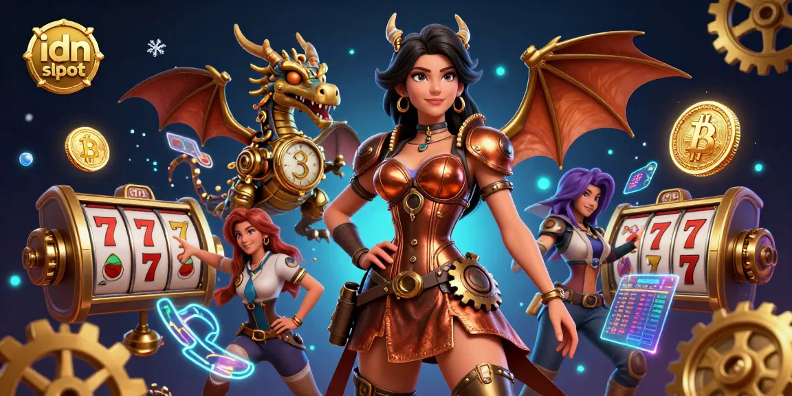 Engage with the exciting idn slot gaming experience featuring a dynamic steampunk scene with vibrant elements.