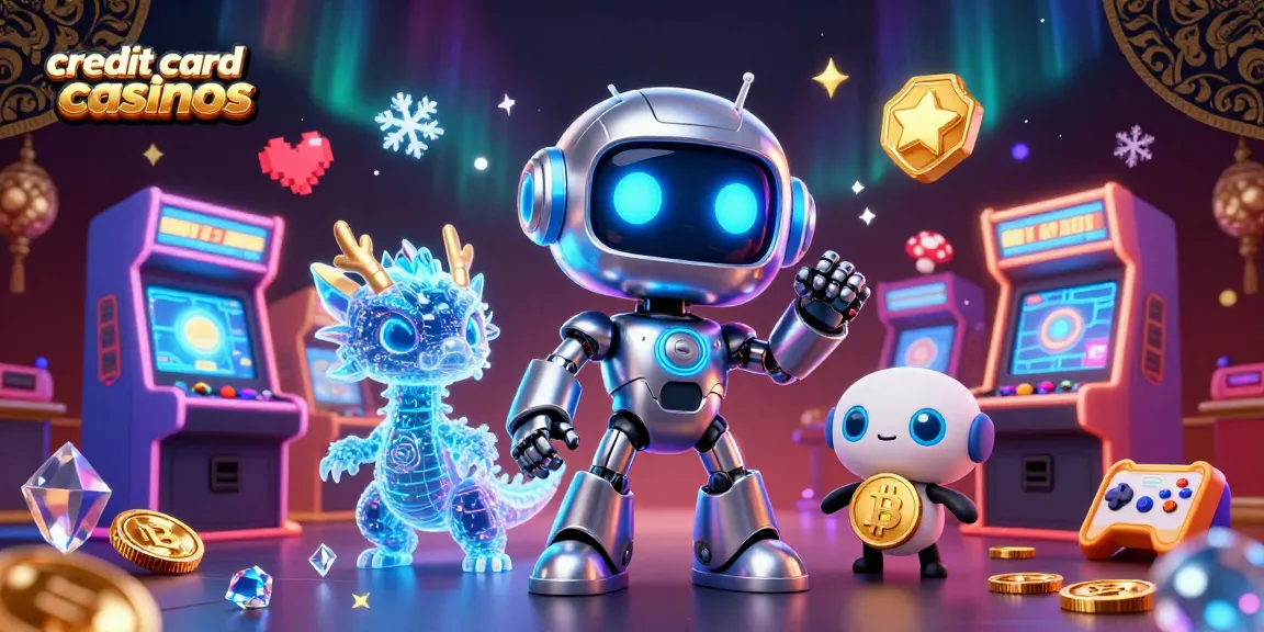 Engage with credit card casinos in this vibrant 3D illustration showcasing animated characters and game elements.