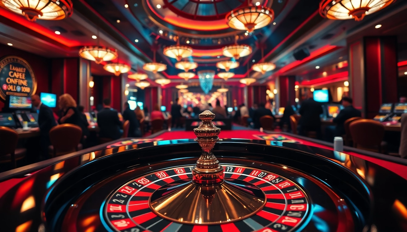 Halutoto menarik perhatian di meja roulette mewah dengan pemain yang terlibat.