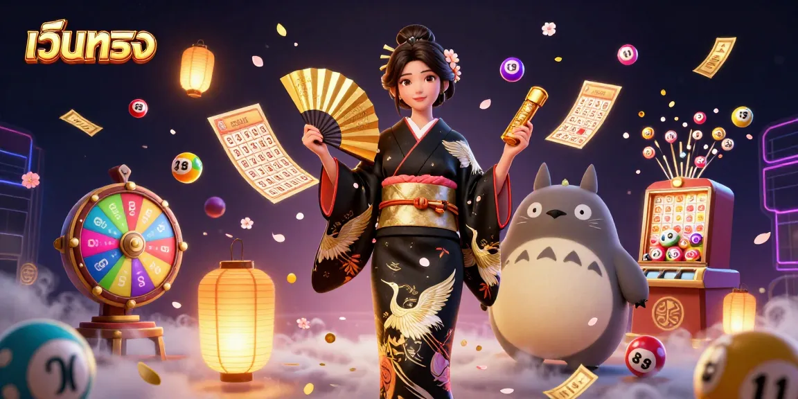 ฉากการเล่นเกมเว็บตรง ที่น่าสนใจ featuring ผู้หญิงเอเชียสไตล์และการ์ตูนทานูกิเล่นลอตเตอรี่