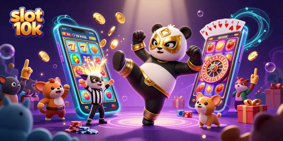 Engage with slot 10k excitement as a panda wrestler dazzles in this vibrant casino scene filled with winning elements.