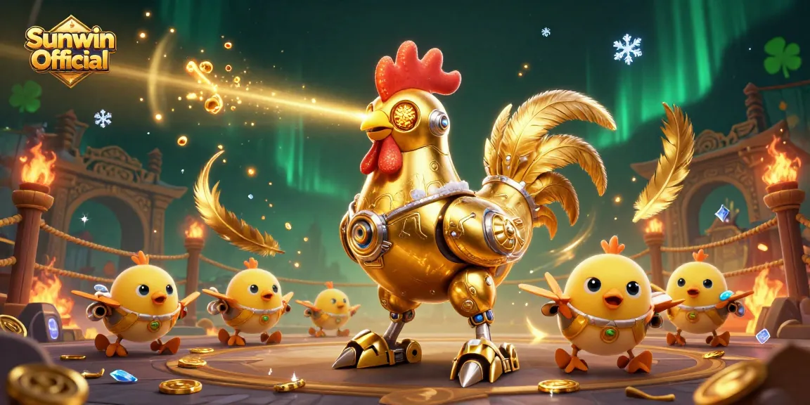 Experience thrilling gaming adventures at Sunwin Official with a vibrant 3D image featuring animated characters and dynamic casino elements.