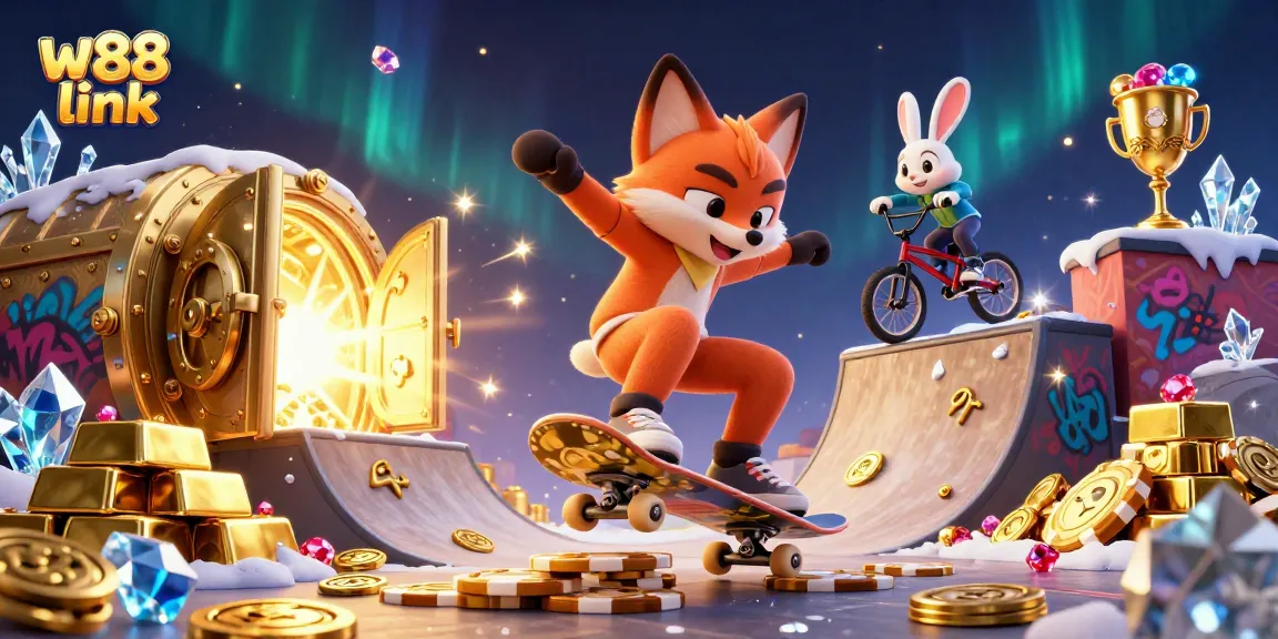 Engage with w88 link for thrilling casino fun in this vibrant 3D illustration of animals in action.