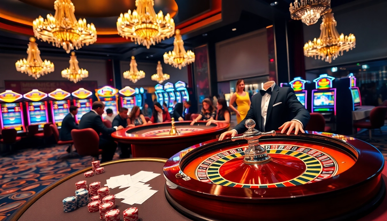 Gambling enthusiasts enjoying a luxurious experience at https://68vip.ac/ casino with engaging roulette table and vibrant atmosphere.
