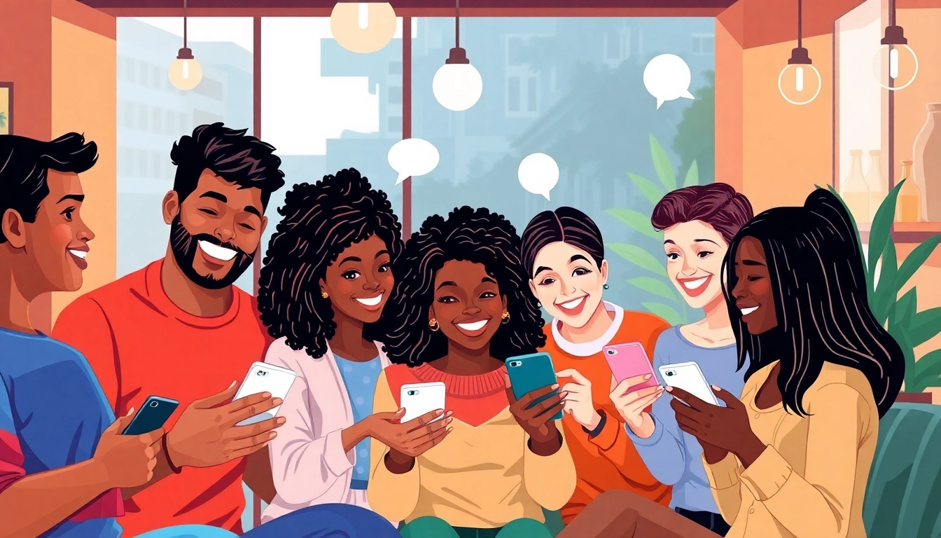 تعزيز التفاعل المجتمعي في شات الرياض مع مجموعة من الشخصيات المتنوعة في مقهى.