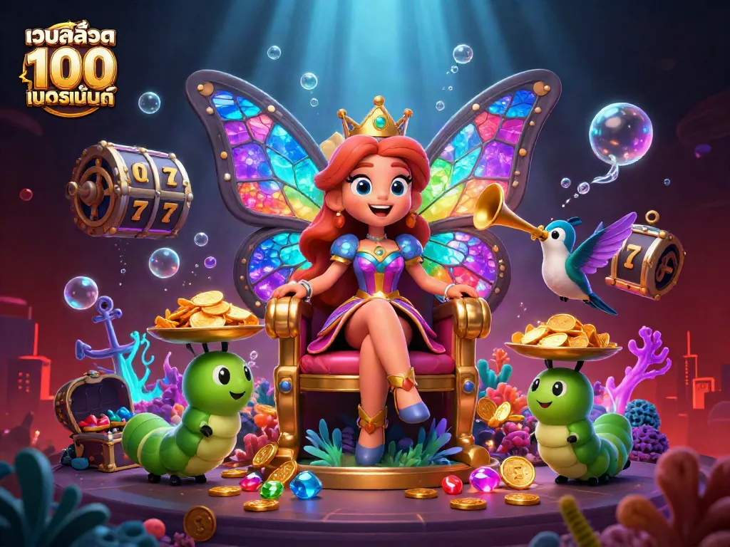 เล่นสล็อตออนไลน์ เว็บสล็อต แท้ 100 เปอร์เซ็นต์ โดยเทพธิดาผีเสื้อในภาพ 3D