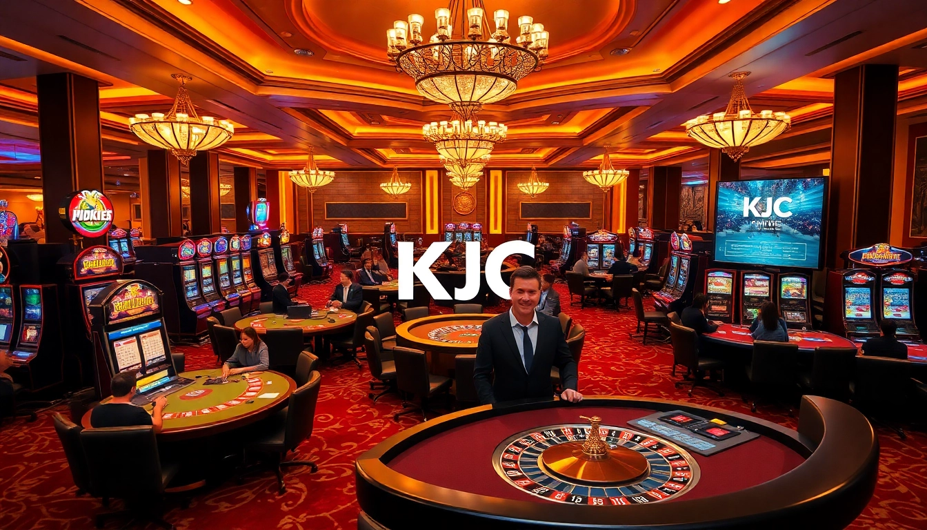KJC members enjoying exciting gambling action at luxurious casino tables and slot machines.