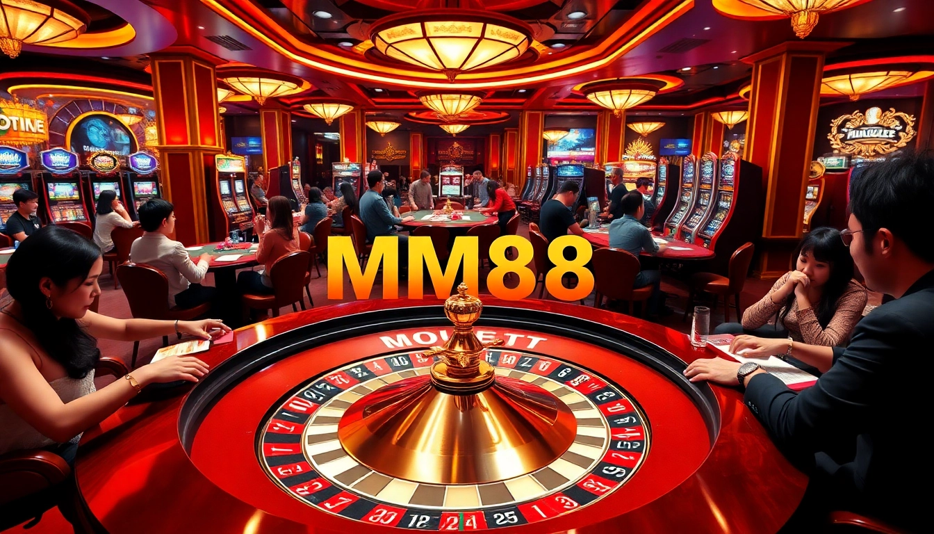 Experience the excitement at MM88's slots and table games in a luxurious casino setting.