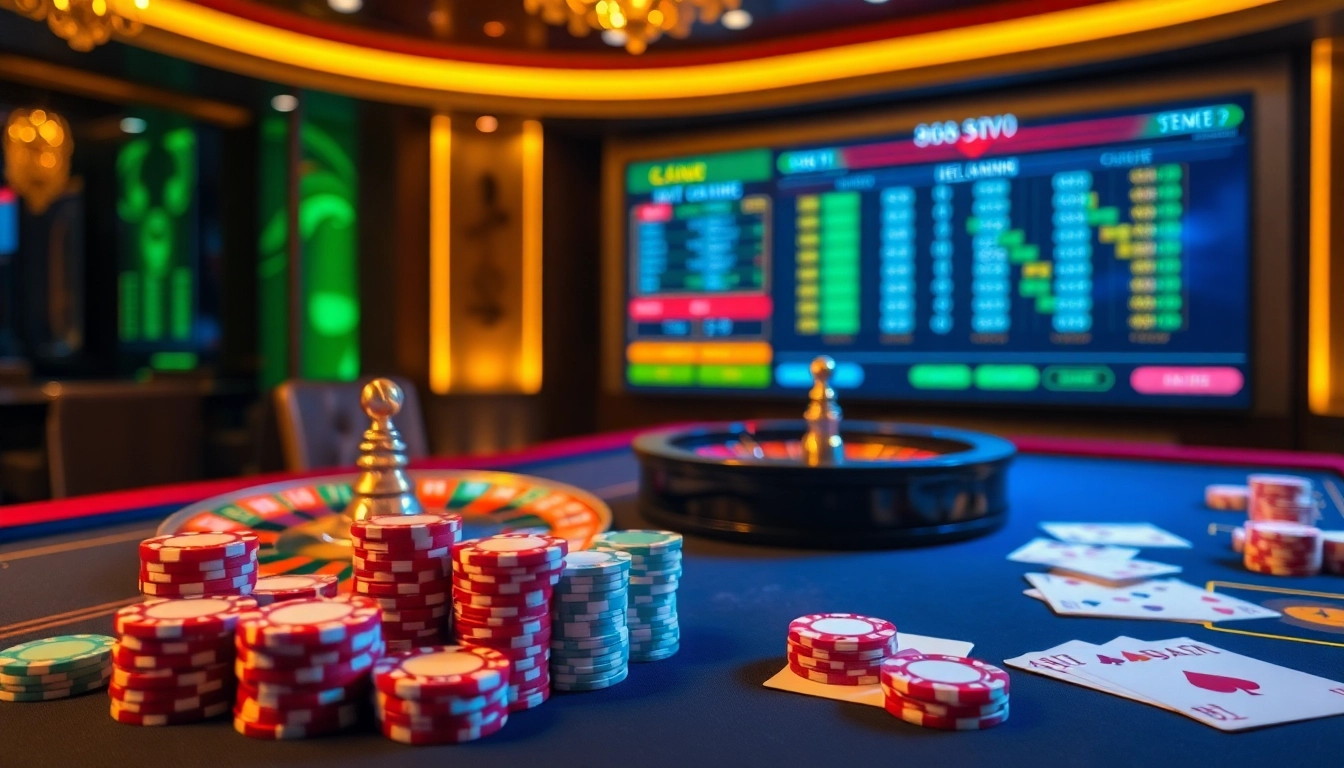 Exciting gaming experience on Trang chủ 888VI featuring casino tables and poker action.