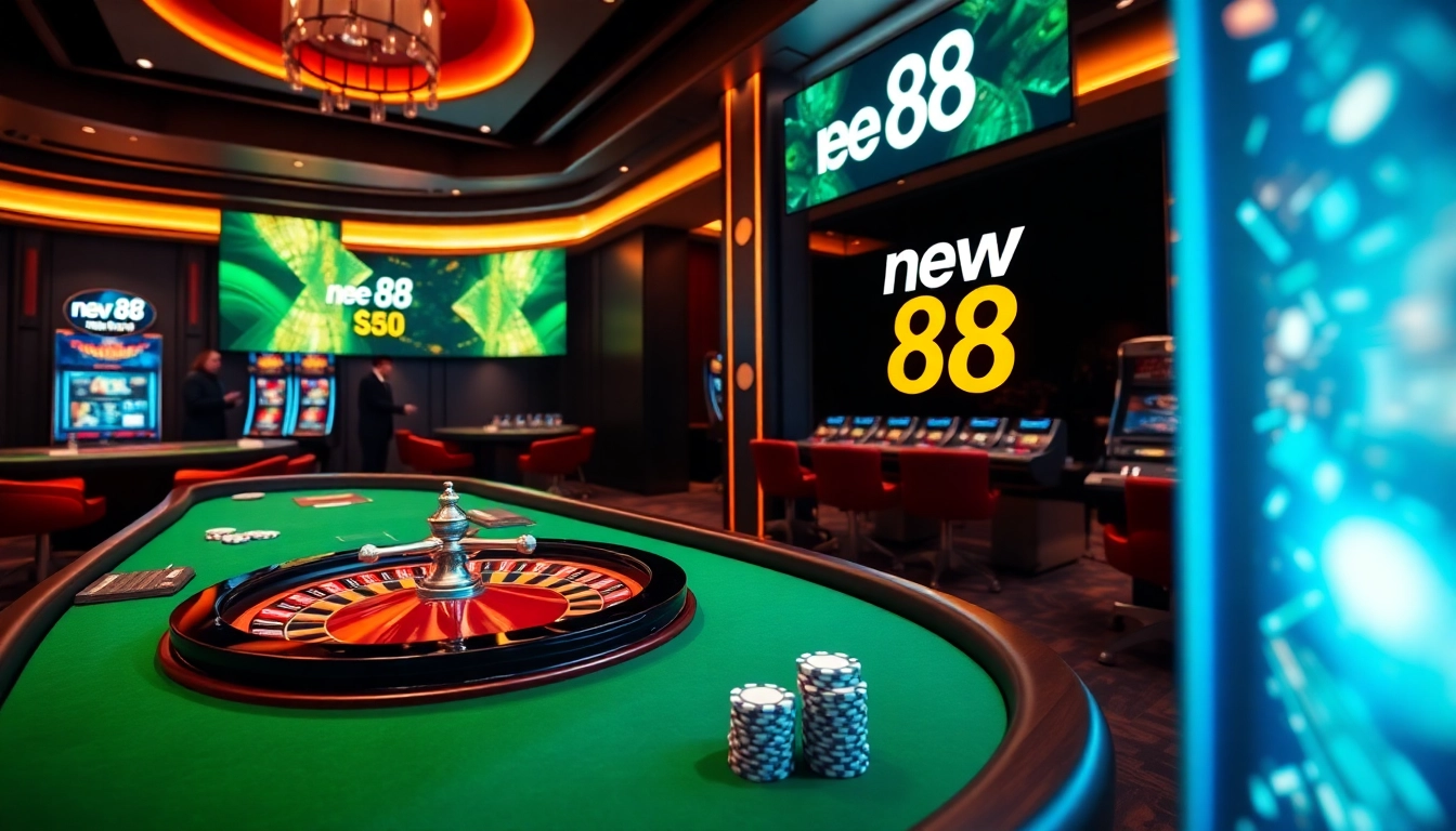 Experience the thrill of new 88 at an upscale online casino table with vibrant chips and roulette.