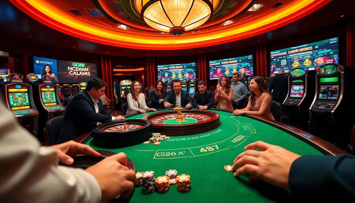 Players enjoying their time at GG88's luxurious casino table with vibrant gaming elements.