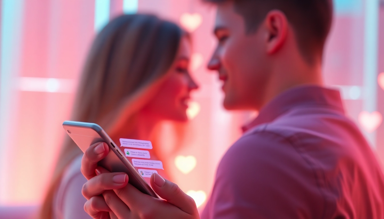 An engaging scene featuring a sexting AI chatbot on a smartphone, highlighting intimate virtual interactions.