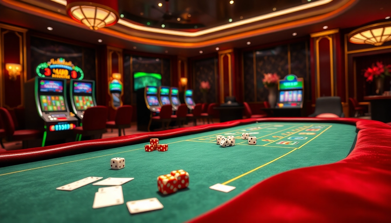 Experience the thrill of gambling with MM88.nl's premium online casino atmosphere featuring vibrant slot machines and poker tables.