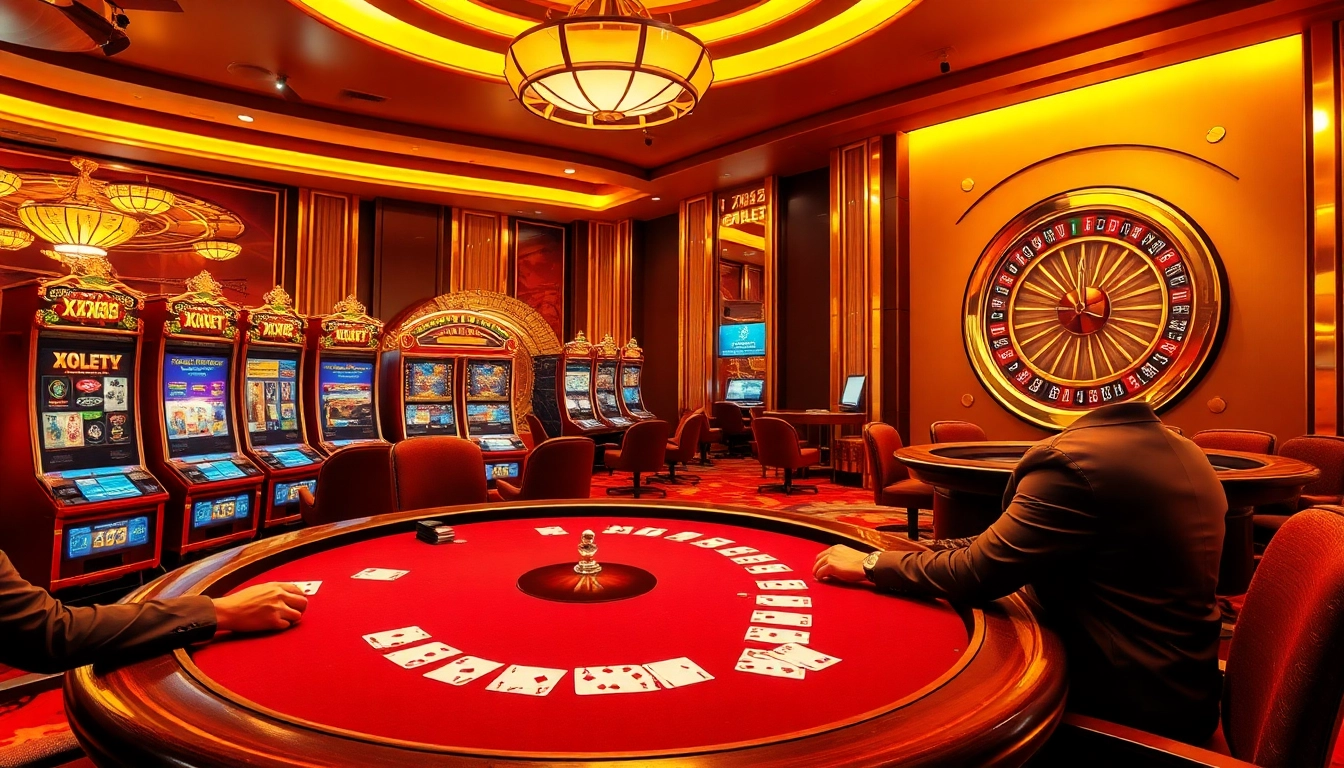 Experience thrilling gameplay at XX88 with vibrant casino elements including poker tables and slot machines.