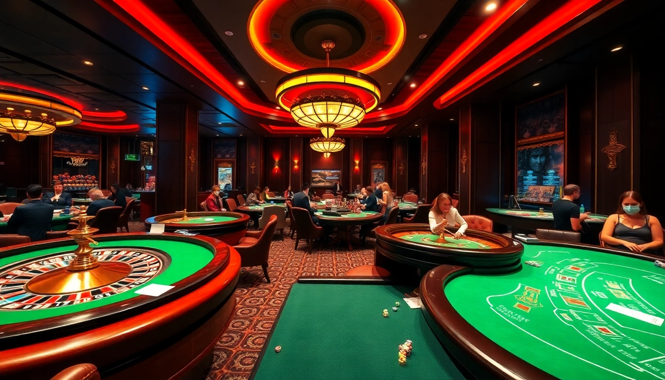 Gamble with excitement at https://kkwin.co.com/ in a luxurious casino setting featuring tables and players.