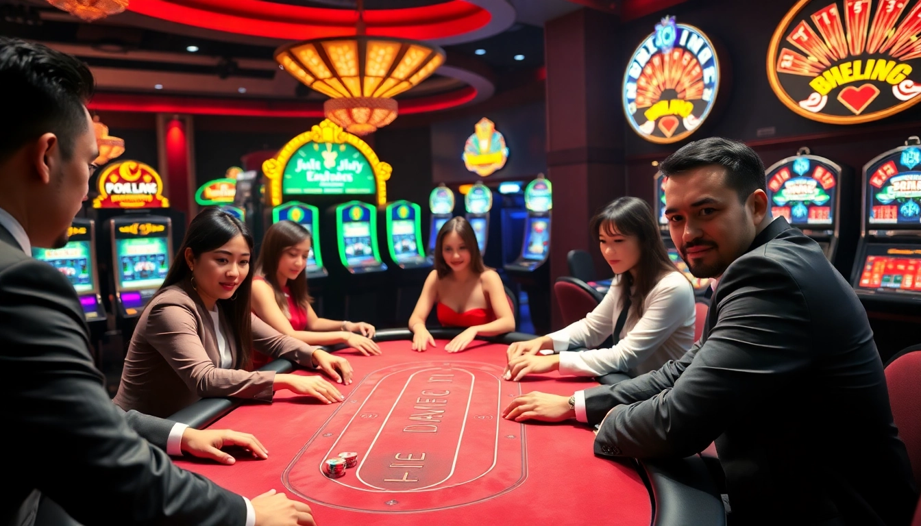 Players enjoying a thrilling game of poker at a luxurious JILI casino.