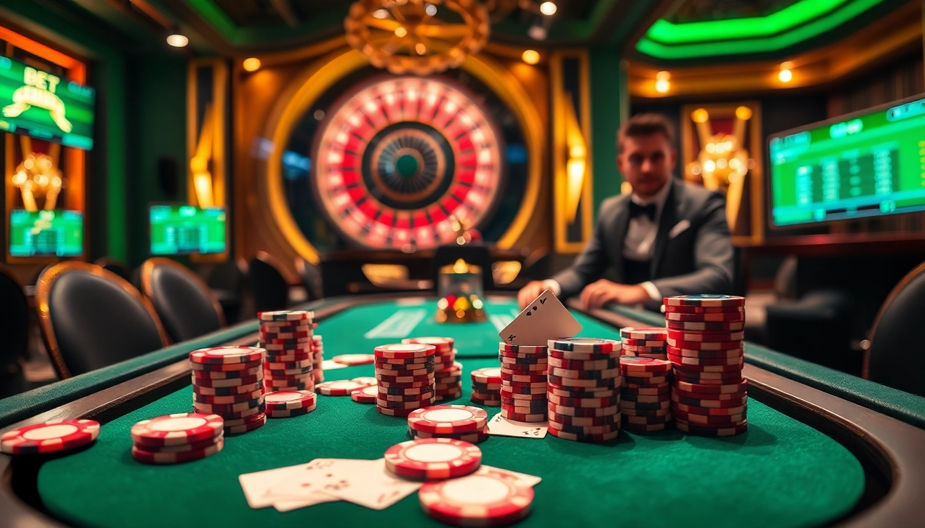 Trải nghiệm cảm giác hồi hộp khi cá cược VIP tại một casino sang trọng, với các trò chơi poker và roulette.