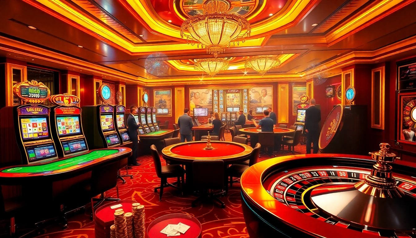 Experience the thrilling ambiance of cổng game 789club with lively casino tables and colorful slots.