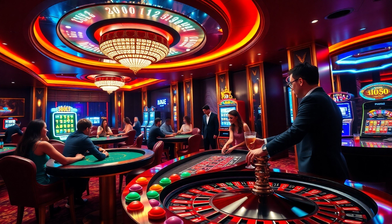 Experience the excitement of gambling at mb668.co with engaging players at luxurious casino tables.