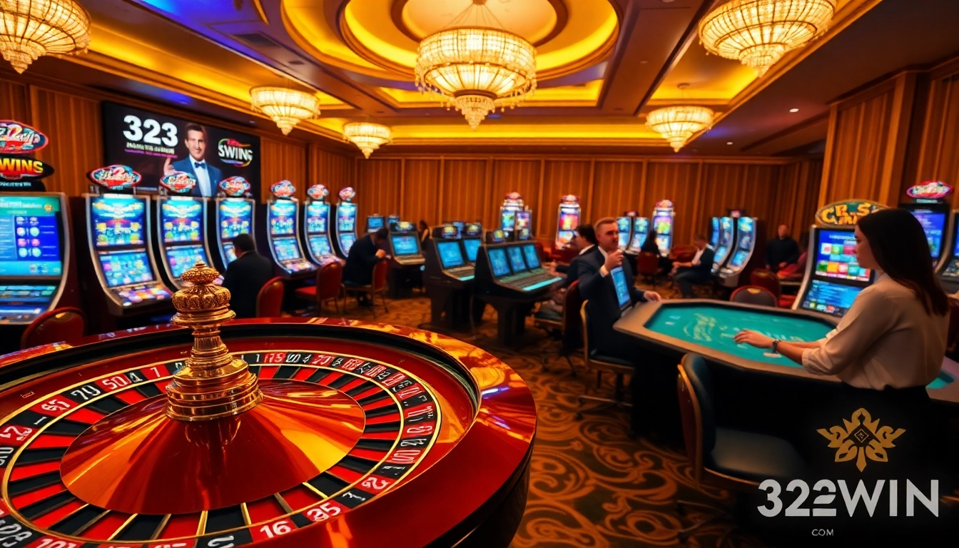 Experience the excitement of 32WIN Com with vibrant casino visuals showcasing thrilling games and engaging players.